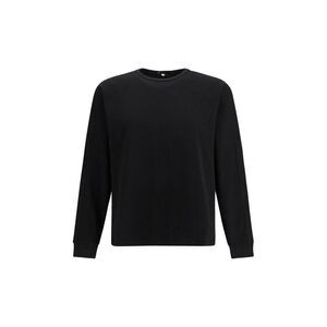 LAMINAR Cotton Crewneck Sweatshirt with Ribbed Trims Men Black Sweaters